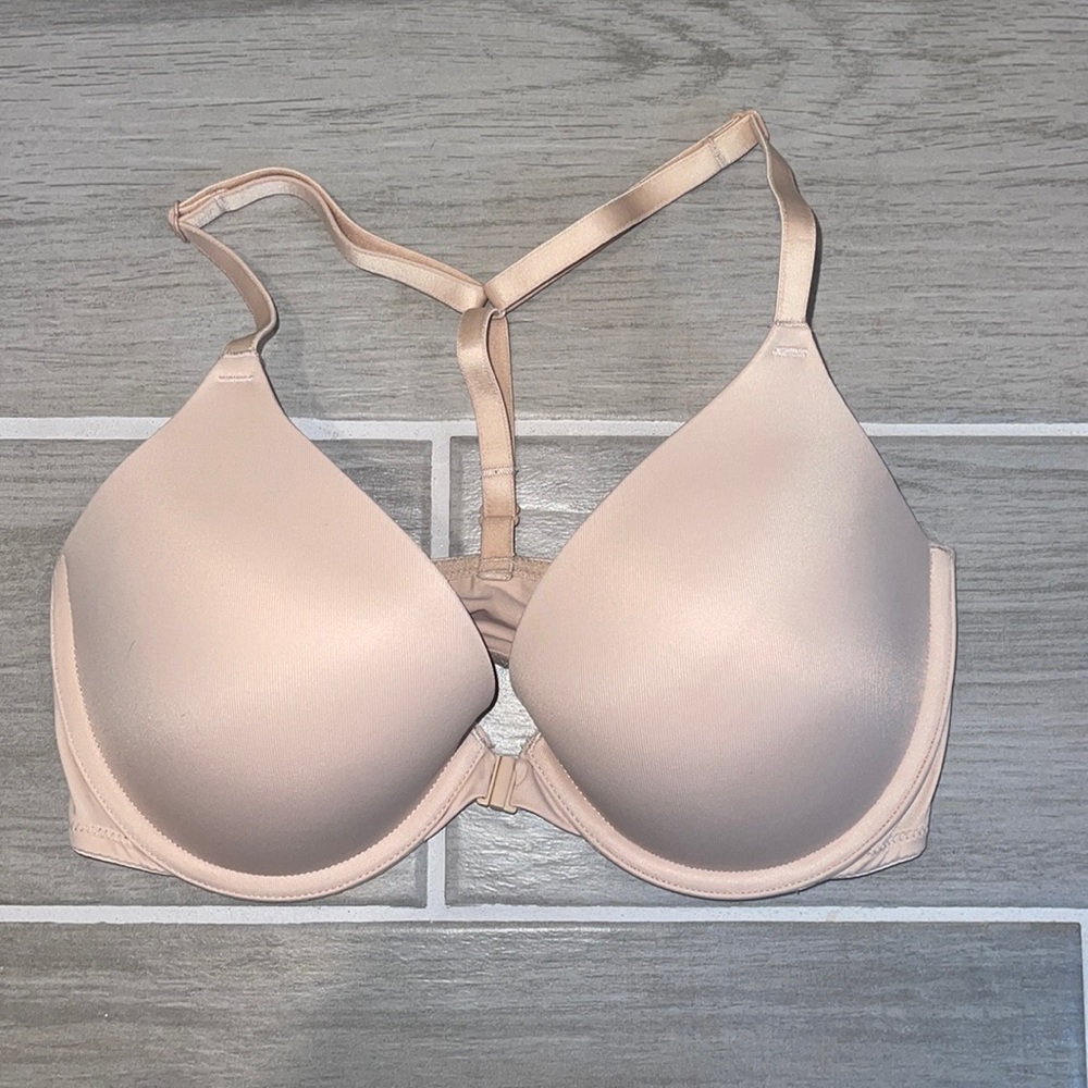 NWT PINK Front Closure Racerback Bra- Size: 32D